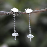 Cloud Umbrella Tassel Stainless Steel Dangle Earrings | Gthic.com