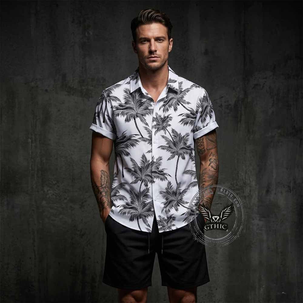 Coconut Tree Casual Vacation Shirt and Shorts Set | Gthic.com