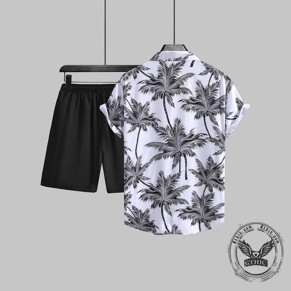 Coconut Tree Casual Vacation Shirt and Shorts Set