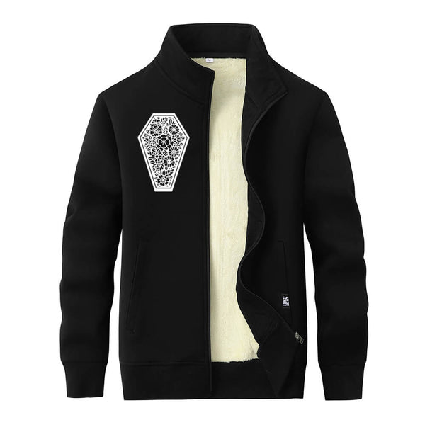 Coffin With Flower Stand Collar Zip Cardigan | Gthic.com