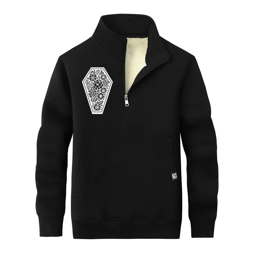 Coffin With Flower Stand Collar Zip Sweatshirt | Gthic.com