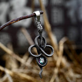 Coiled Snake Inlaid Zircon Stainless Steel Pendant | Gthic.com