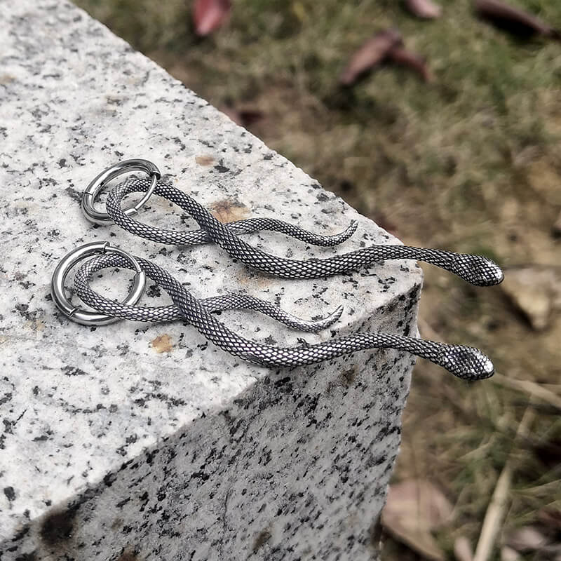 Coiled Snake Stainless Steel Animal Earrings | Gthic.com