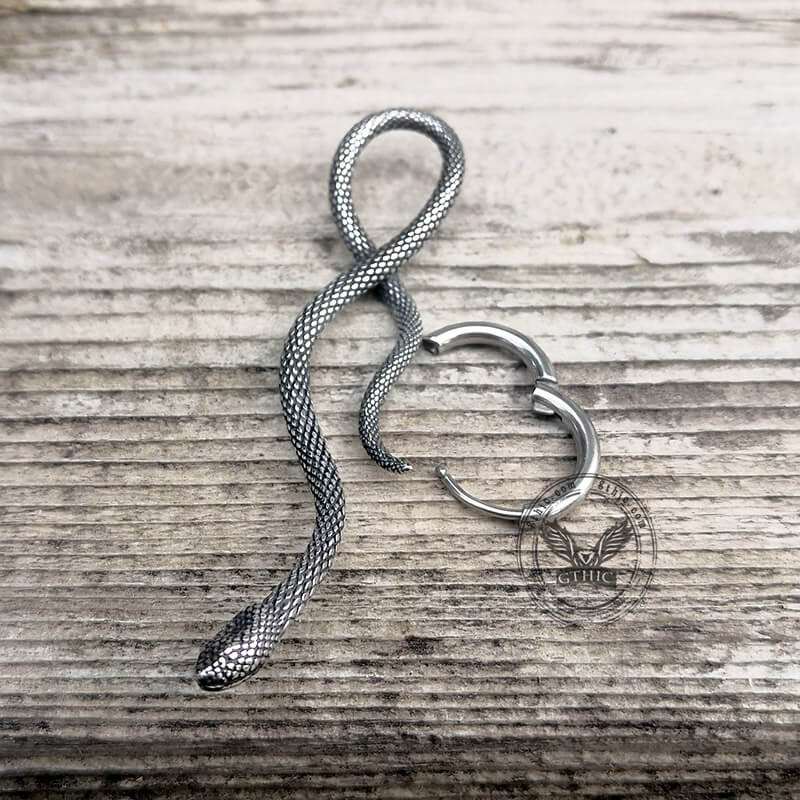 Coiled Snake Stainless Steel Animal Earrings | Gthic.com