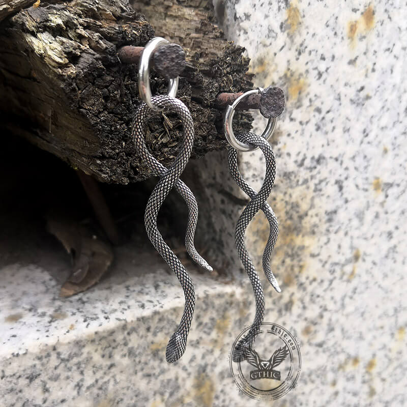 Coiled Snake Stainless Steel Animal Earrings | Gthic.com