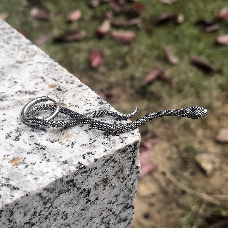 Coiled Snake Stainless Steel Animal Pendant | Gthic.com