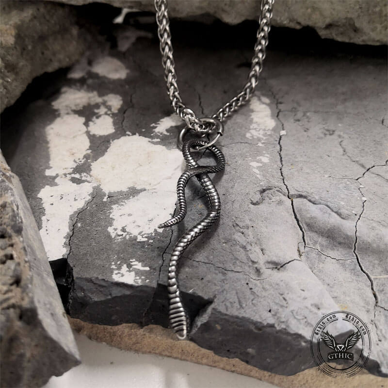 Coiled Snake Stainless Steel Animal Pendant