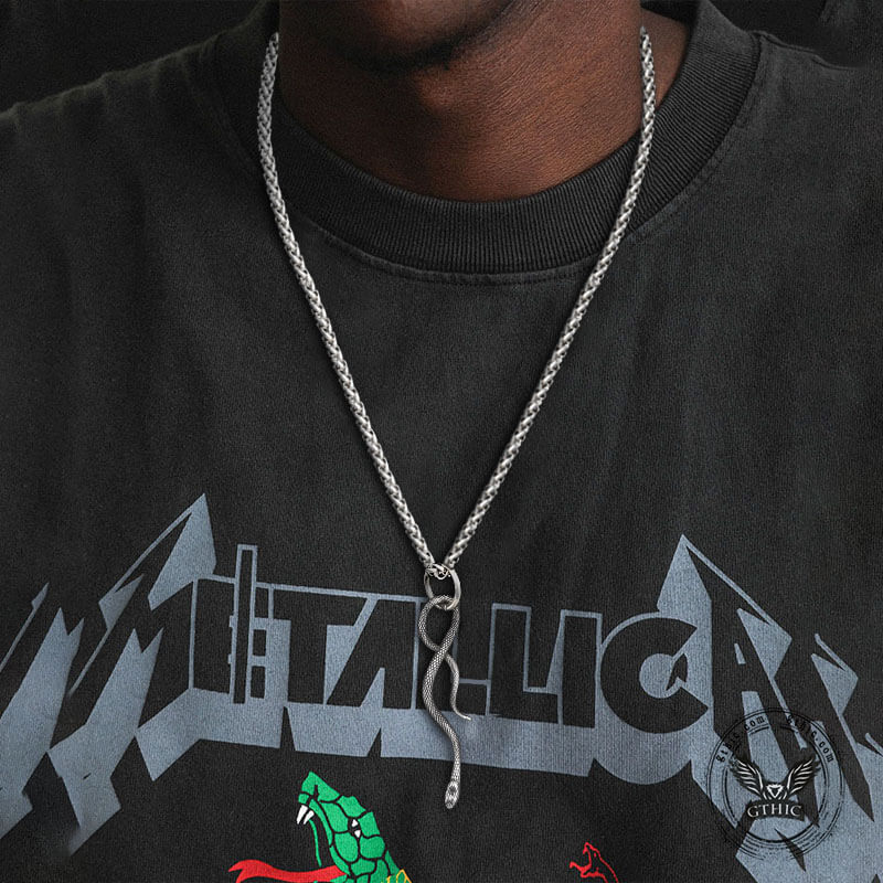 Coiled Snake Stainless Steel Animal Pendant | Gthic.com