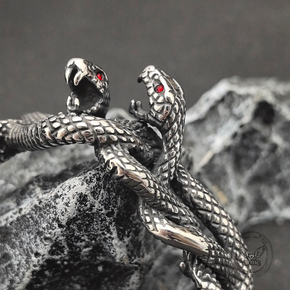 Coiled Snake Stainless Steel Gothic Cuff Bracelet
