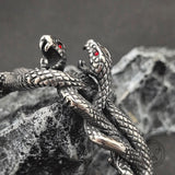Coiled Snake Stainless Steel Gothic Cuff Bracelet