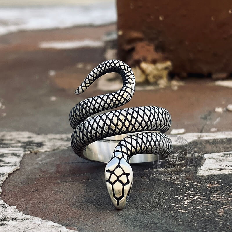 Coiled Snake Sterling Silver Ring | Gthic.com