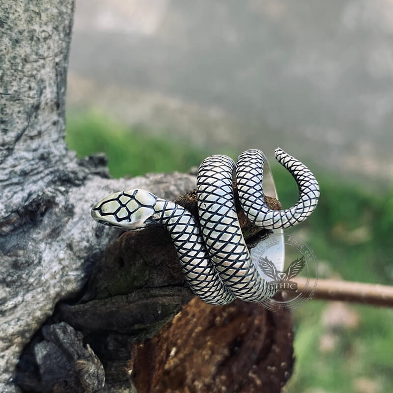 Coiled Snake Sterling Silver Ring | Gthic.com