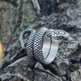 Coiled Snake Sterling Silver Ring | Gthic.com