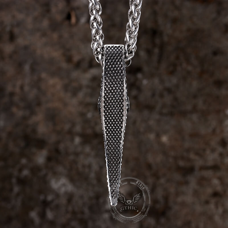 Coiled Spit Tongue Snake Stainless Steel Pendant