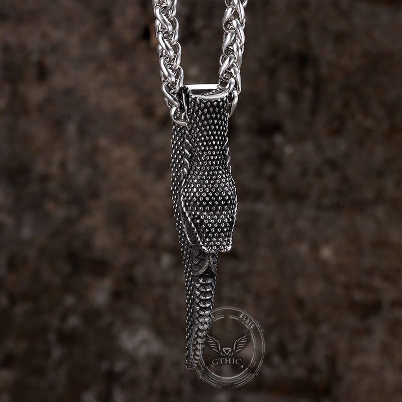 Coiled Spit Tongue Snake Stainless Steel Pendant | Gthic.com