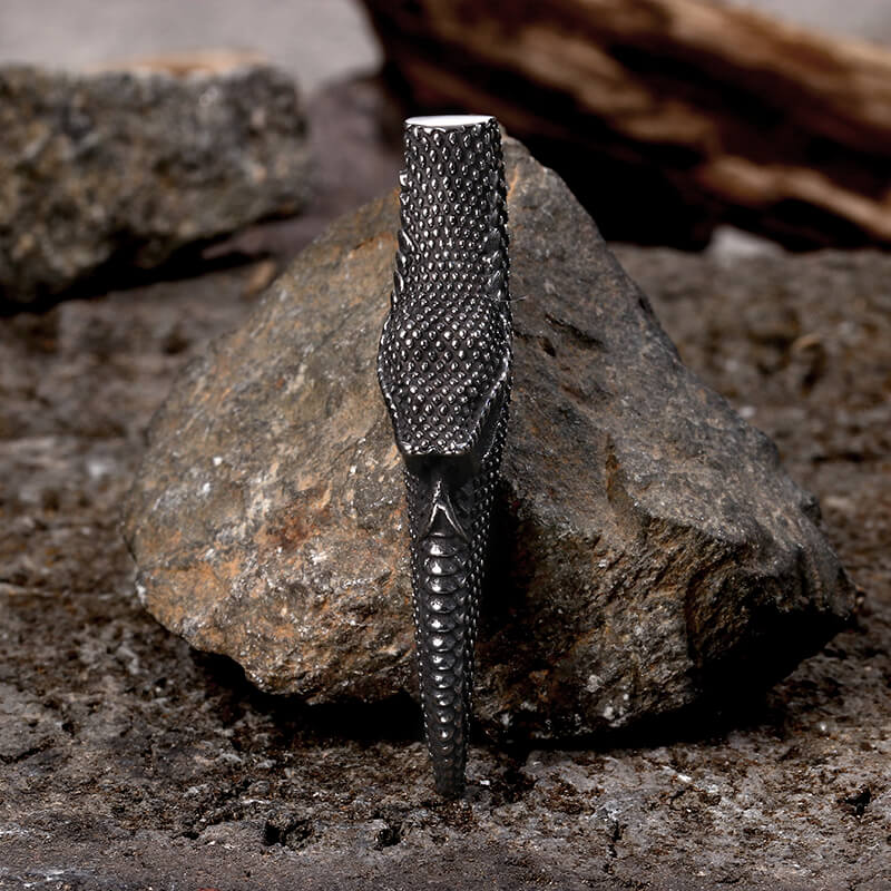 Coiled Spit Tongue Snake Stainless Steel Pendant | Gthic.com