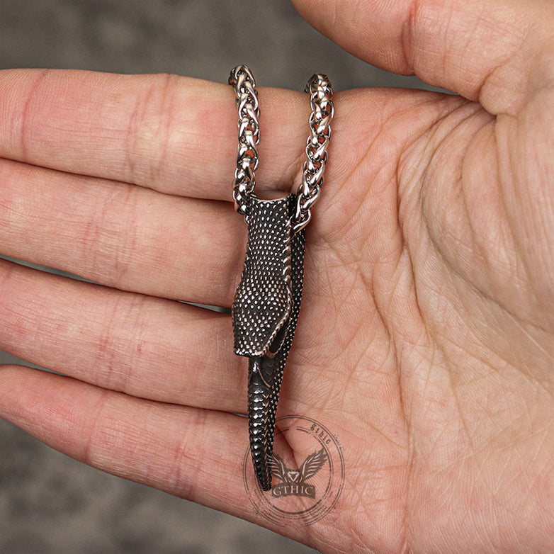 Coiled Spit Tongue Snake Stainless Steel Pendant | Gthic.com