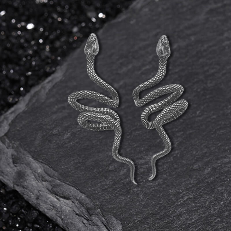 Coiled Wild Snake Stainless Steel Ear Cuffs | Gthic.com