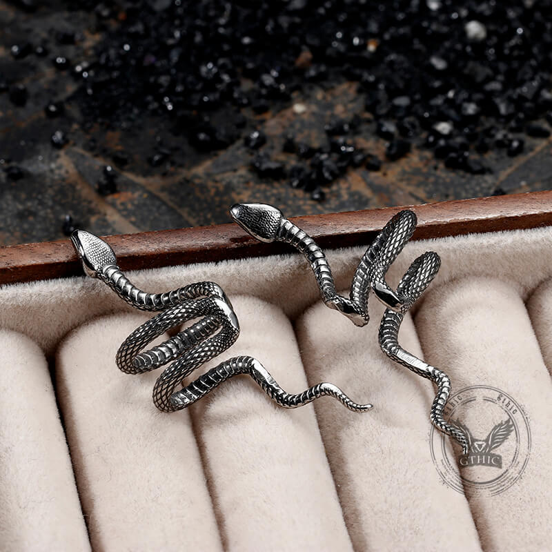 Coiled Wild Snake Stainless Steel Ear Cuffs | Gthic.com