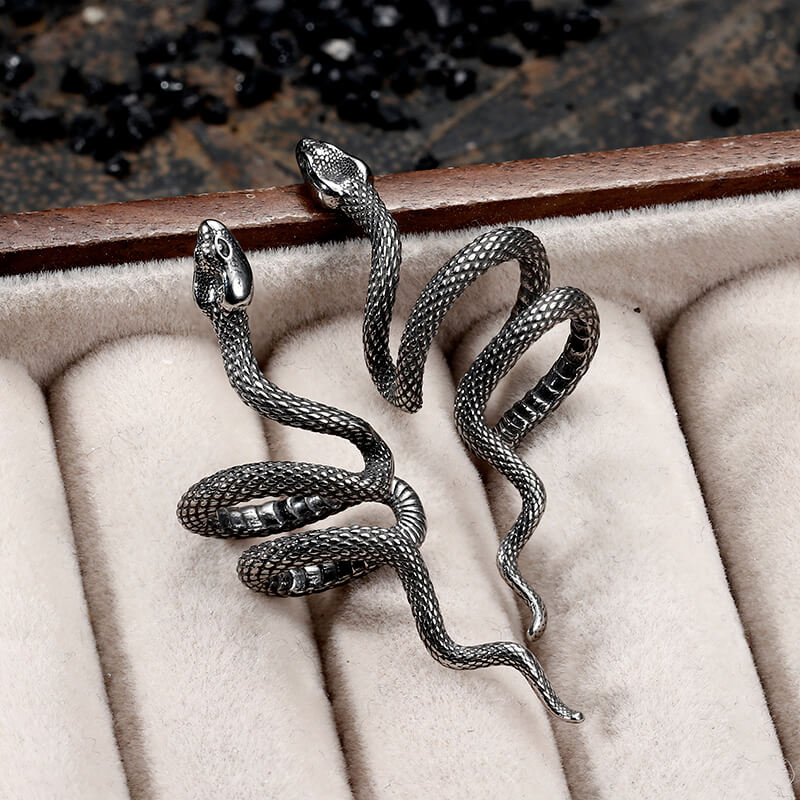 Coiled Wild Snake Stainless Steel Ear Cuffs | Gthic.com