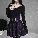 College Style Plaid High Waist Pleated Skirt 03 | Gthic.com