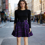 Minifalda con flecos de encaje irregular de telaraña negra