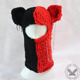 Color Block Cat Ear Knitted Balaclava Hat | Gthic.com