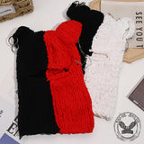 Color Block Cat Ear Knitted Balaclava Hat