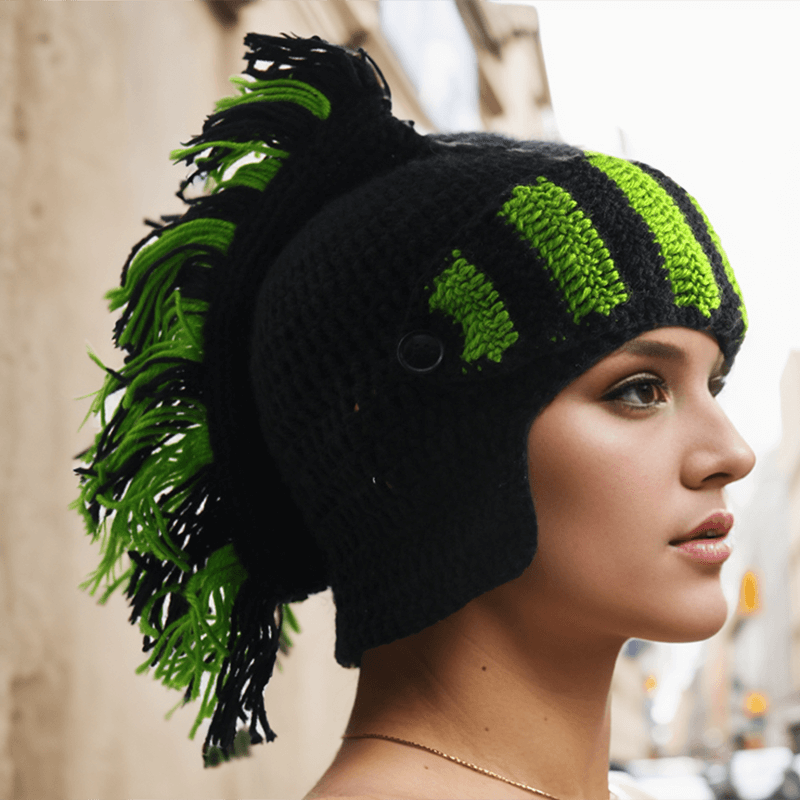Color Block Knitted Mohawk Beanie Hat | Gthic.com