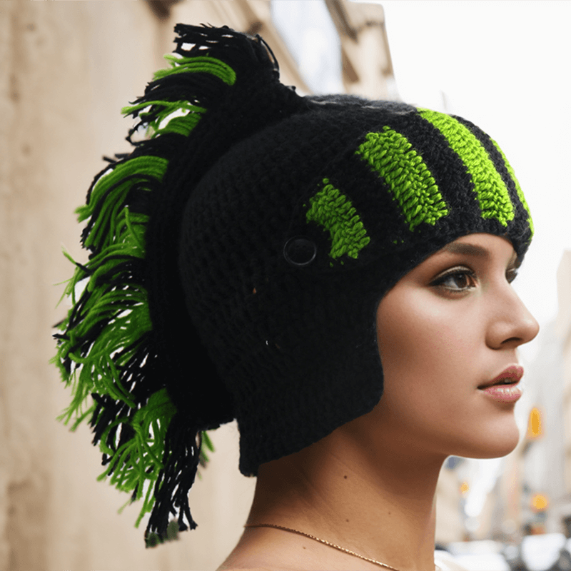 Color Block Knitted Mohawk Beanie Hat – GTHIC Color Block Knitted Mohawk Beanie Hat – GTHIC
