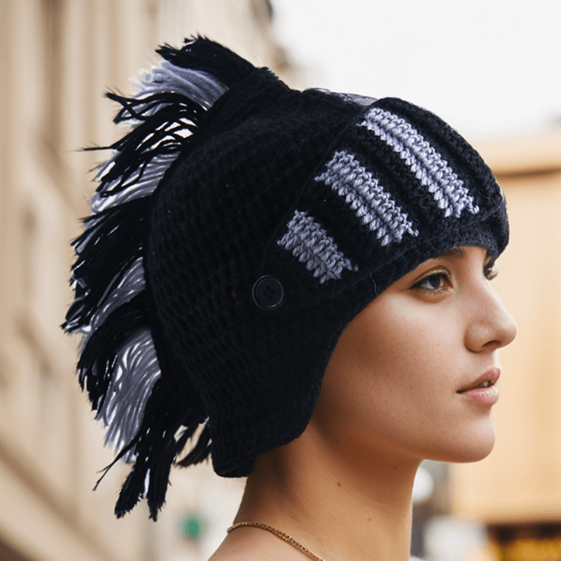 Color Block Knitted Mohawk Beanie Hat | Gthic.com