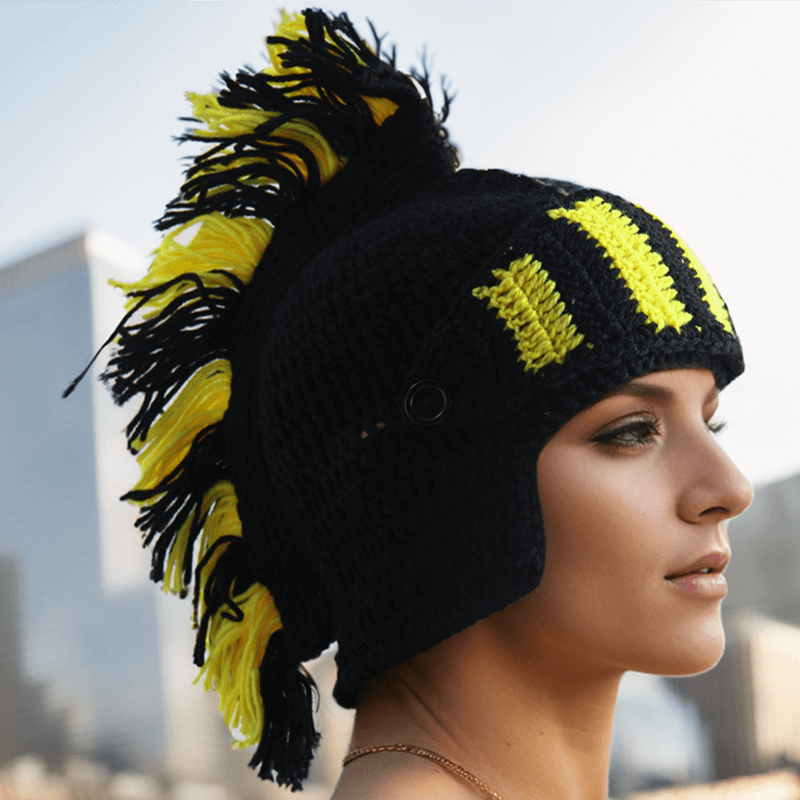 Color Block Knitted Mohawk Beanie Hat | Gthic.com