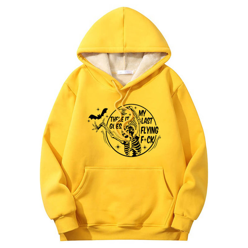 Colorful Bat Skull Letters Crew Collar Hoodie