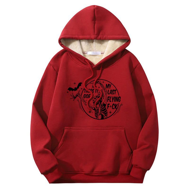 Colorful Bat Skull Letters Crew Collar Hoodie