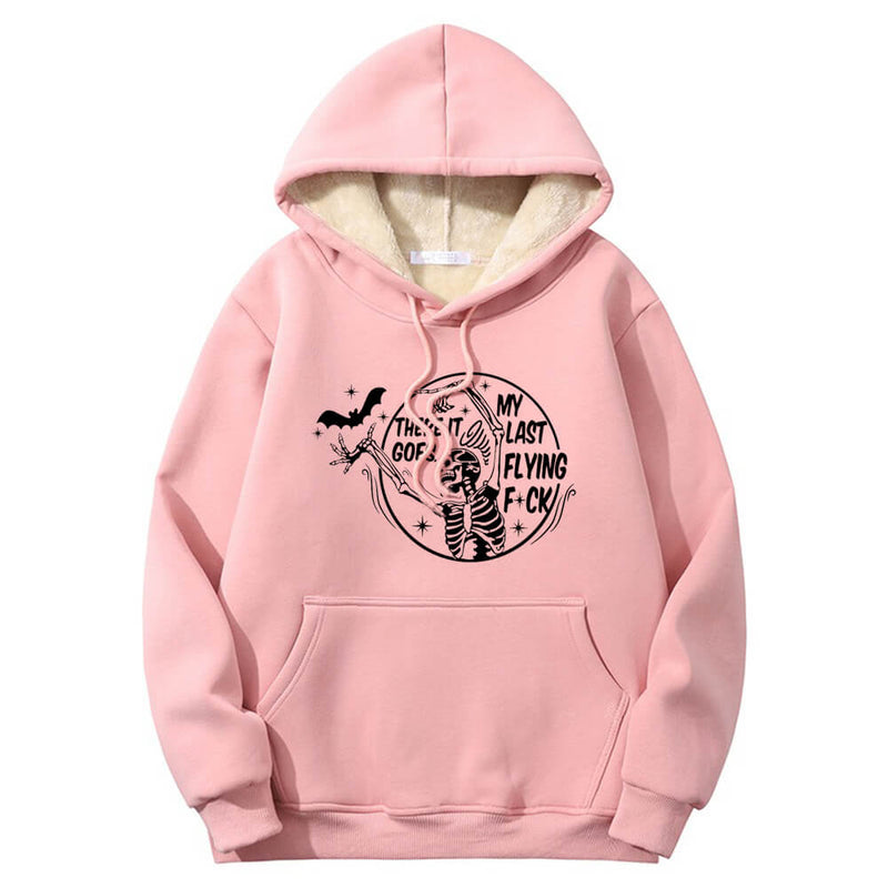 Colorful Bat Skull Letters Crew Collar Hoodie