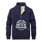 Colorful Being Tired Stand Collar Zip Sweatshirt