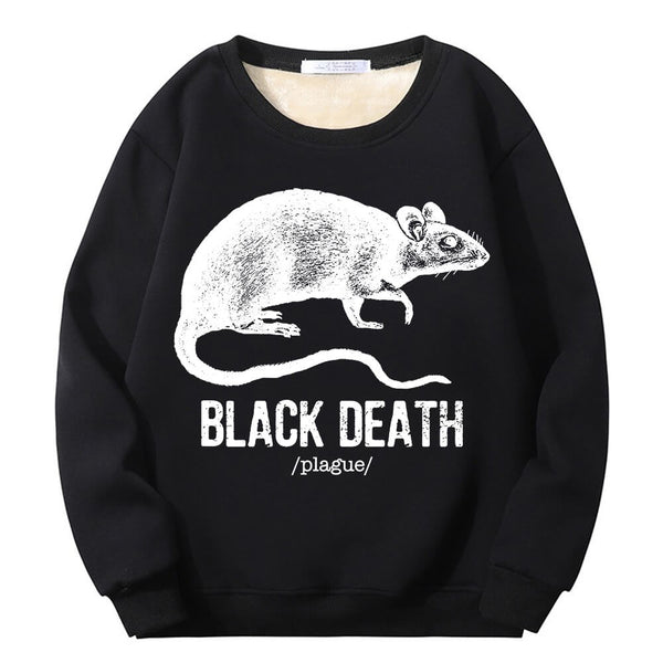 Colorful Black Death Rat Plague Crew Collar Sweatshirt