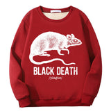 Colorful Black Death Rat Plague Crew Collar Sweatshirt