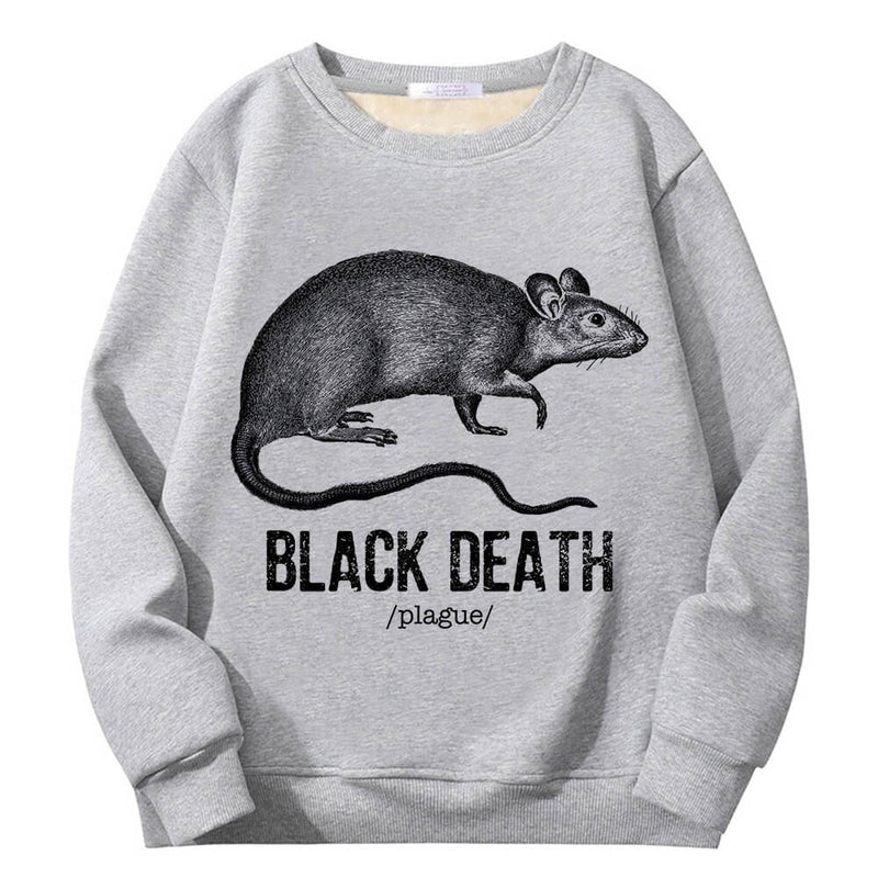 Colorful Black Death Rat Plague Crew Collar Sweatshirt