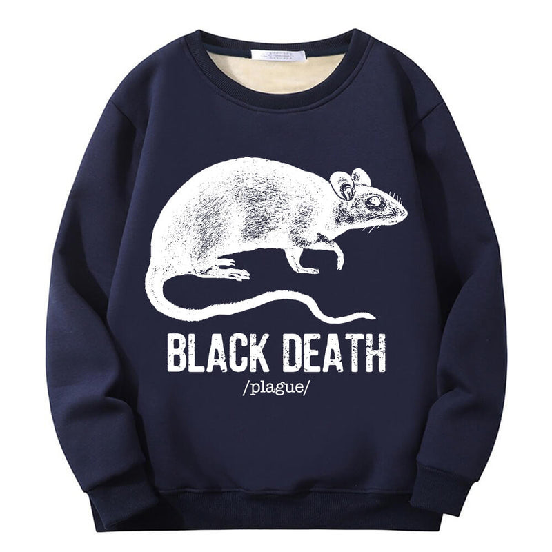 Colorful Black Death Rat Plague Crew Collar Sweatshirt