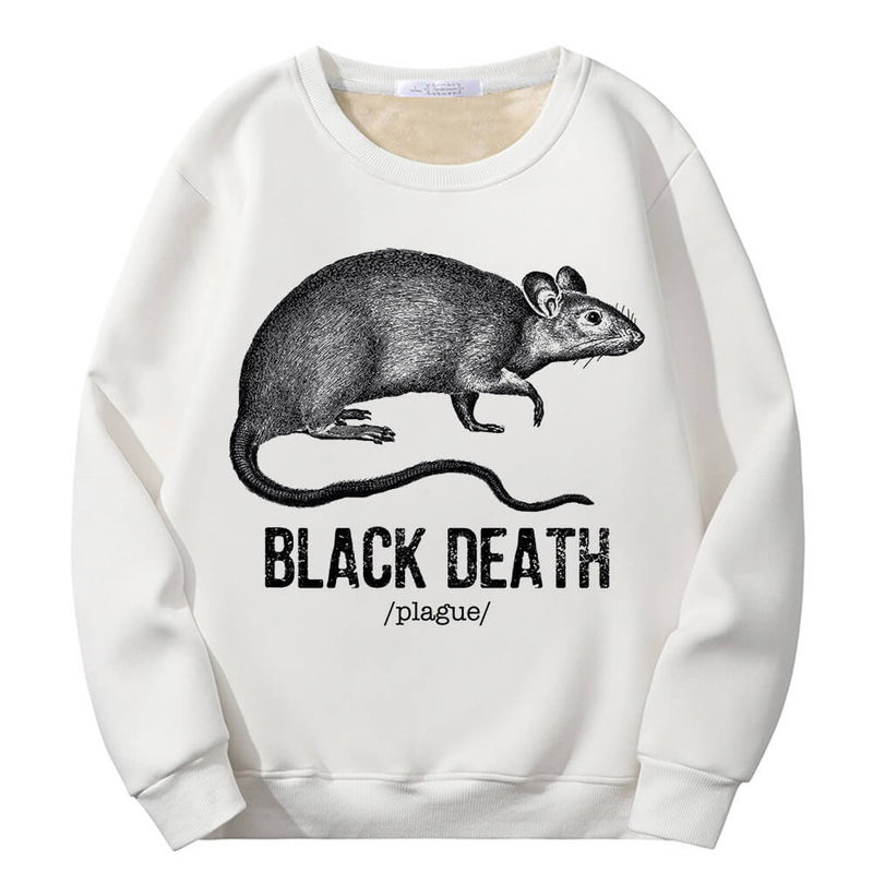 Colorful Black Death Rat Plague Crew Collar Sweatshirt