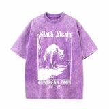 Colorful Black Death Rat Vintage Washed T-shirt 02 | Gthic.com