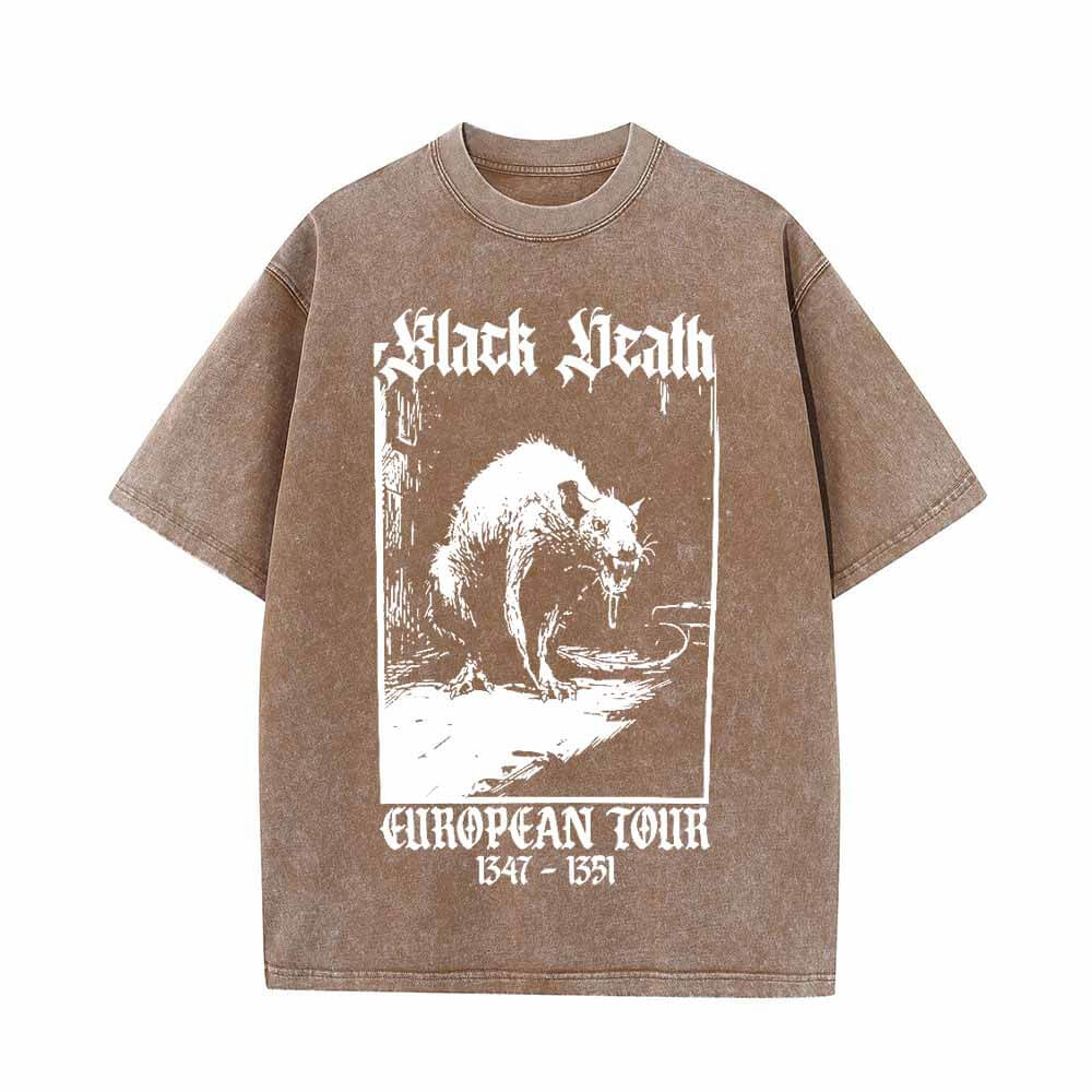 Colorful Black Death Rat Vintage Washed T-shirt 04 | Gthic.com