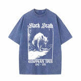 Colorful Black Death Rat Vintage Washed T-shirt