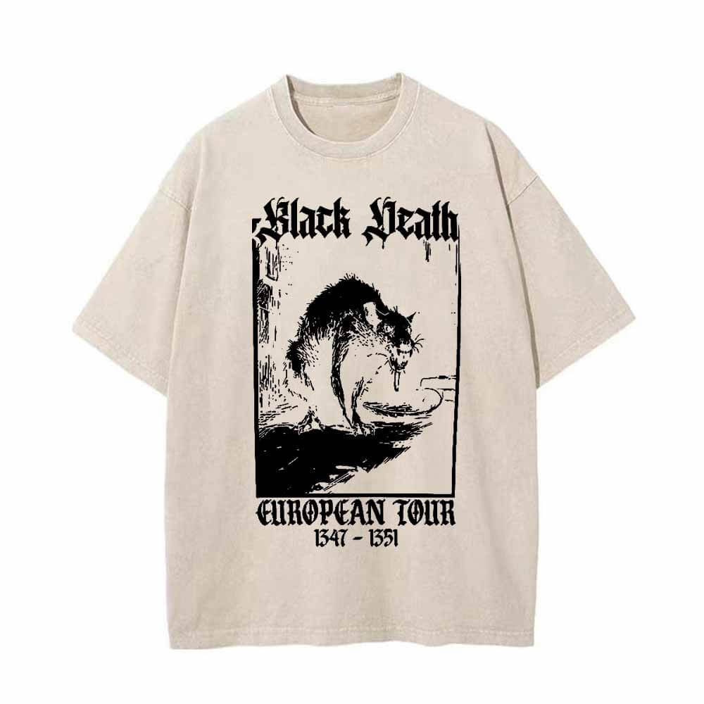 Colorful Black Death Rat Vintage Washed T-shirt