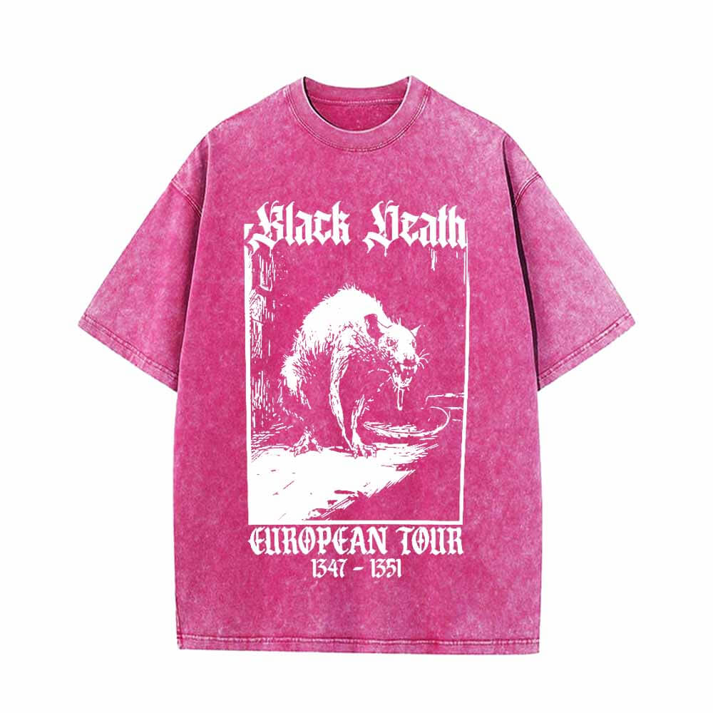 Colorful Black Death Rat Vintage Washed T-shirt