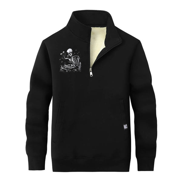 Colorful Book Reading Skull Collar Zip Sweatshirt 01 | Gthic.com