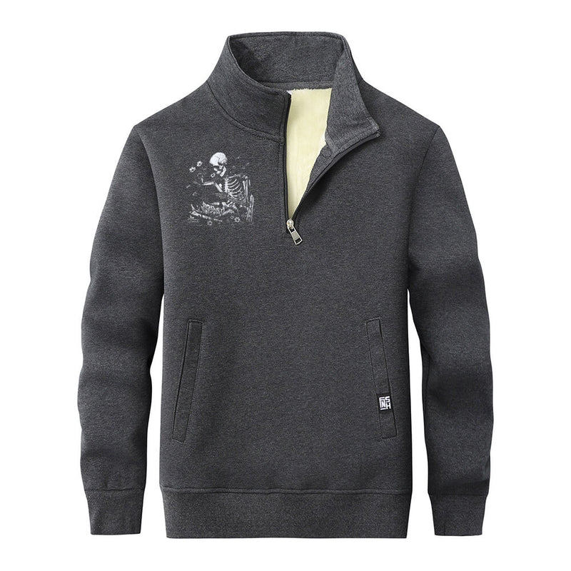 Colorful Book Reading Skull Collar Zip Sweatshirt 02 | Gthic.com