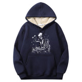 Colorful Book Reading Skull Crew Collar Hoodie