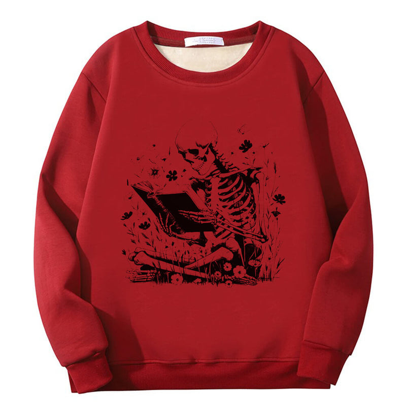 Colorful Book Reading Skull Crew Collar Sweatshirt 02 | Gthic.com